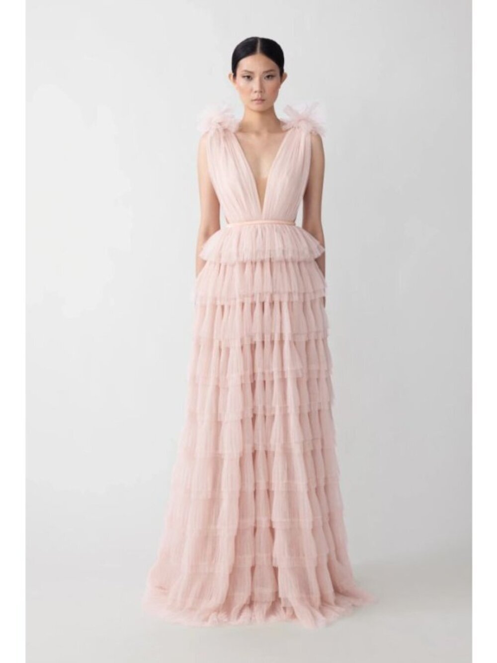 Sau Lee Sabrina Tulle Dress Nude Womens Size 6 - Picture 2 of 10